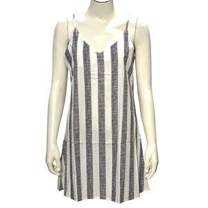 CCC Black White Striped A Line Sleeveless Spaghetti Straps Sheer Dress Size Smll